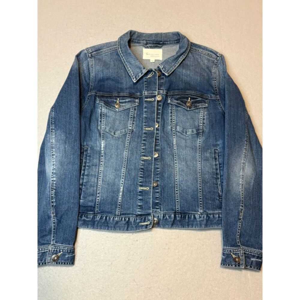 Turo by Vince Camuto Denim Jean Jacket XL Classic Trucker Stretch Button Pockets